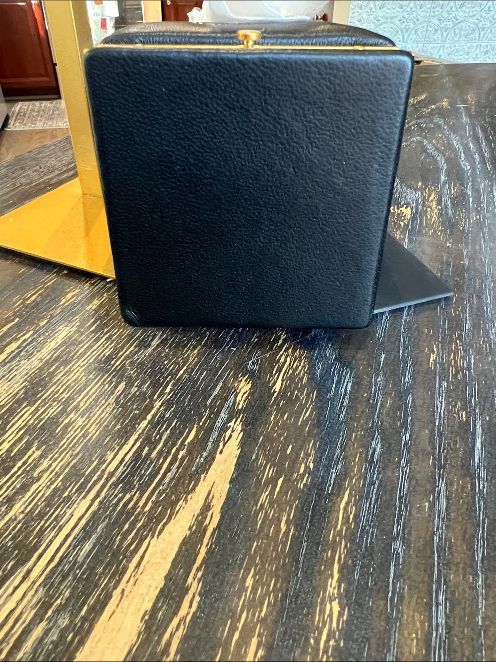 Donna Karan Black Sisal Leather Drawstring Clutch with Mirror - Picture 6 of 9